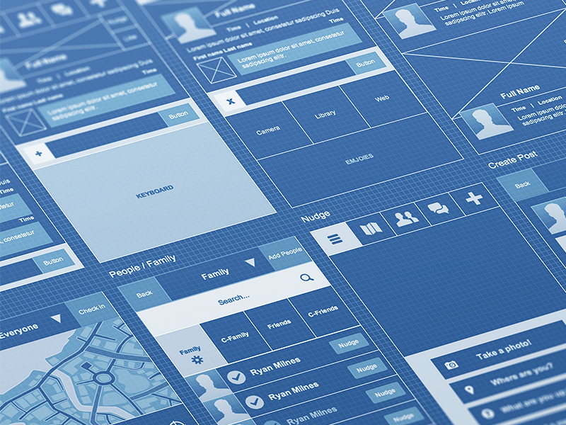 wireframe d'une application mobile